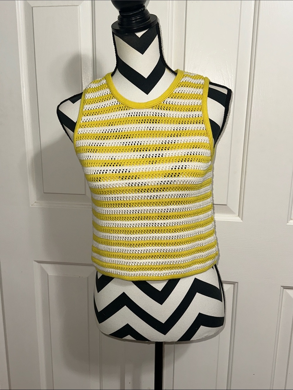 Everlane Yellow & White Striped Knit Tank Top